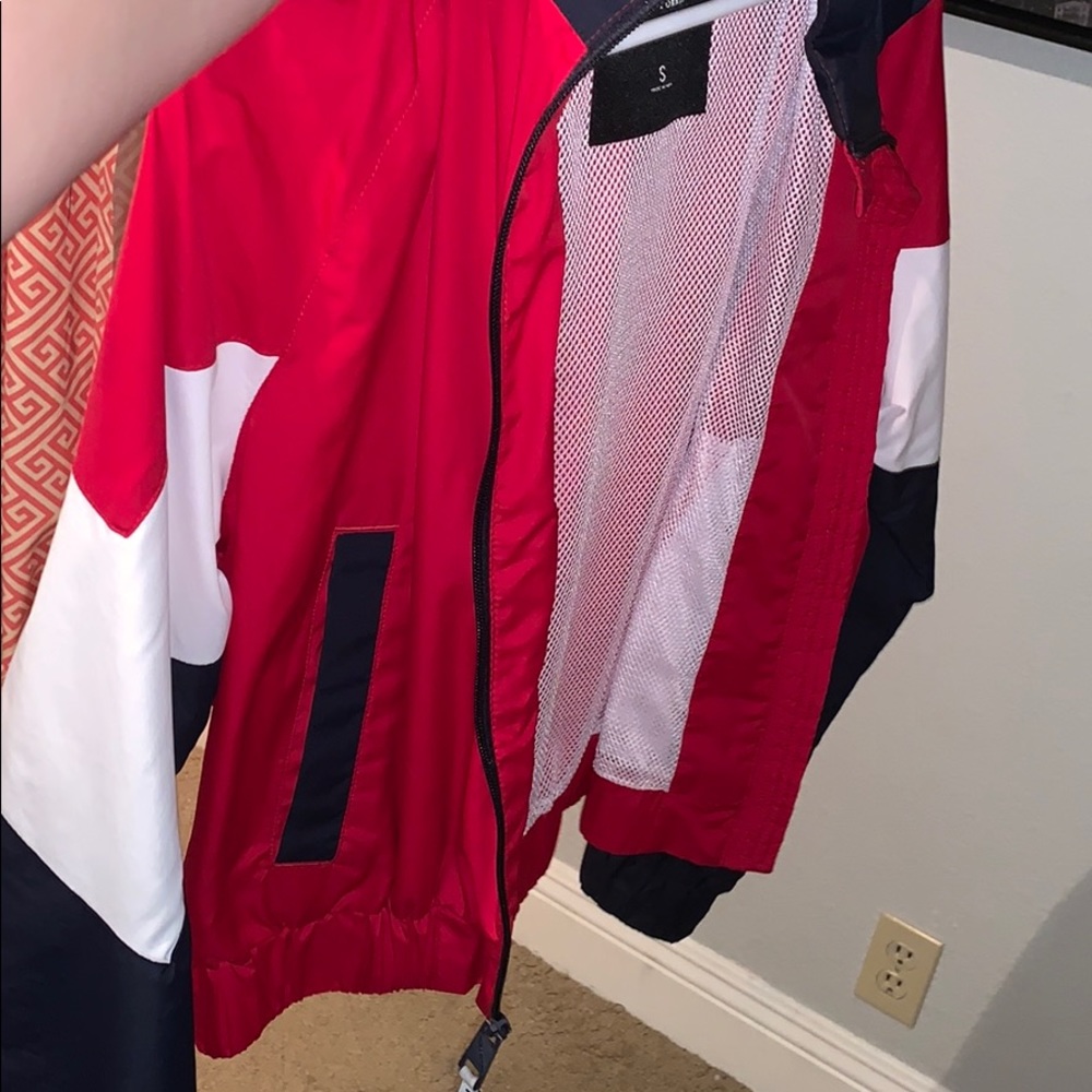 Hollister wind breaker, red white navy blue